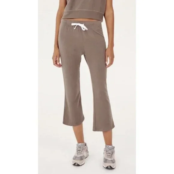 SPLITS59 Brooks Fleece Cropped Flare Pants in Lentil Athleisure Neutral Sz XS - Picture 1 of 13
